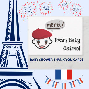 Merci! Tack för dina kort för babyskor
