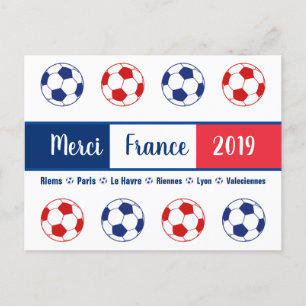 Merci Tack Frankrike Women's Ocer Balls Social Vykort
