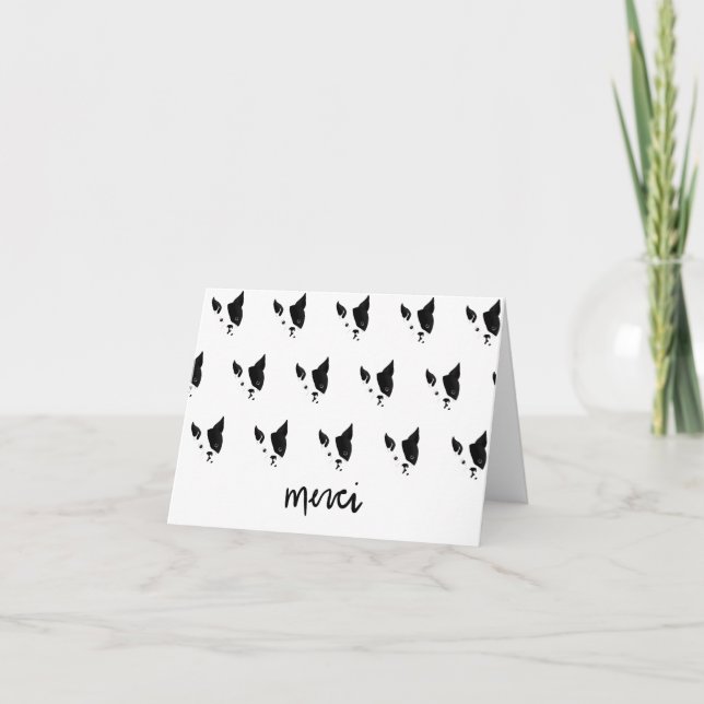 Merci Tack Fransk Bulldog Boston Terrier Card Kort (Framsida)