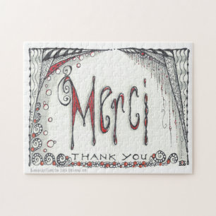 "Merci - tack" Jigsaw 8x10 eller 11x14 Pussel