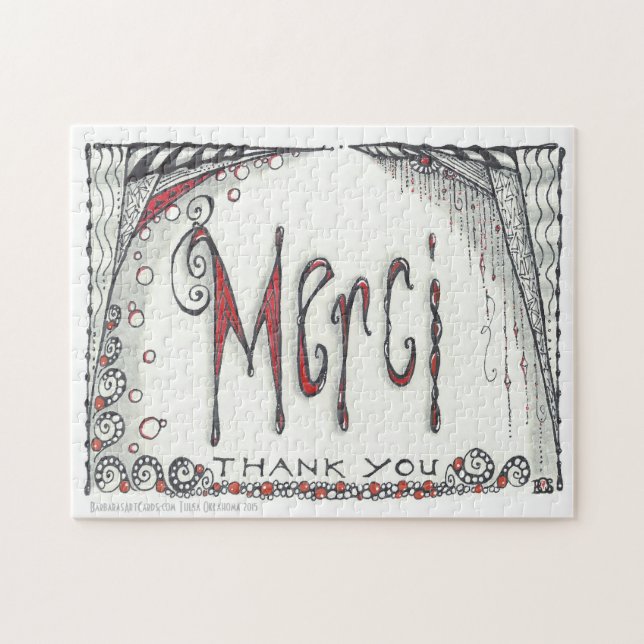"Merci - tack" Jigsaw 8x10 eller 11x14 Pussel (Horisontell)