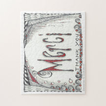 "Merci - tack" Jigsaw 8x10 eller 11x14