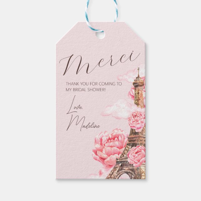 Merci Tack Paris Bröllopsdusch Presentetikett (Framsidan)