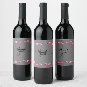 Merci Tack Party Speciell Gift Ro Red White Vinflaska Etikett