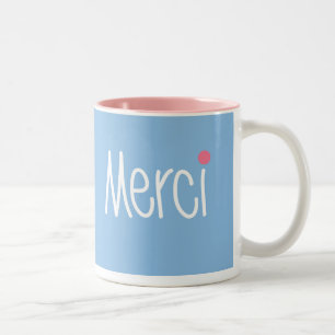 Merci tackar dig i någon språkmugg Två-Tonad mugg