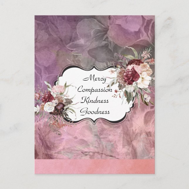 Mercy Compassion Blommigt Postcard Designer Vykort (Framsida)
