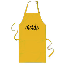 Merde Fransk Chef's Apron Långt Förkläde
