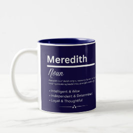 Meredith, Girl Personalized Name Definition Mug Två-Tonad Mugg