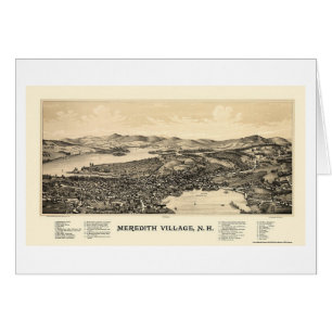 Meredith panorama- karta för NH - 1889 Hälsningskort
