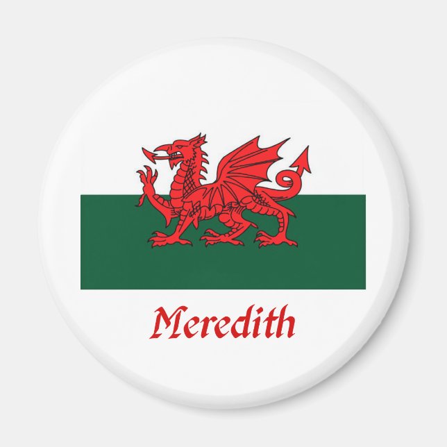 Meredith Welsh Flagga Magnet (Framsidan)