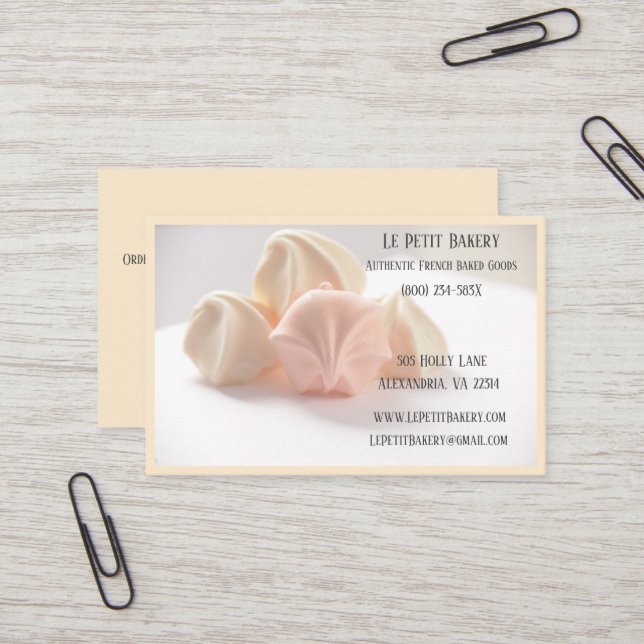 Merengue Bakery Baker Pastry Bake Shop Chef Visitkort (Fram/Back In Situ)