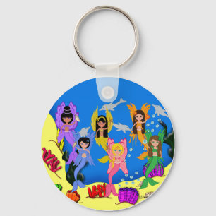 Merfairies i hav med delfiner Keychain Nyckelring
