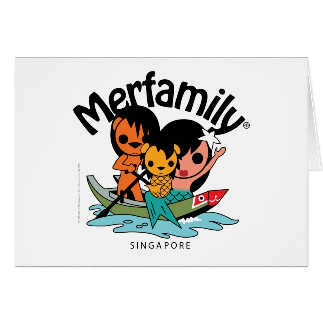 Merfamily® Singapore Sampan Hälsningskort (Framsidan Horizontal)