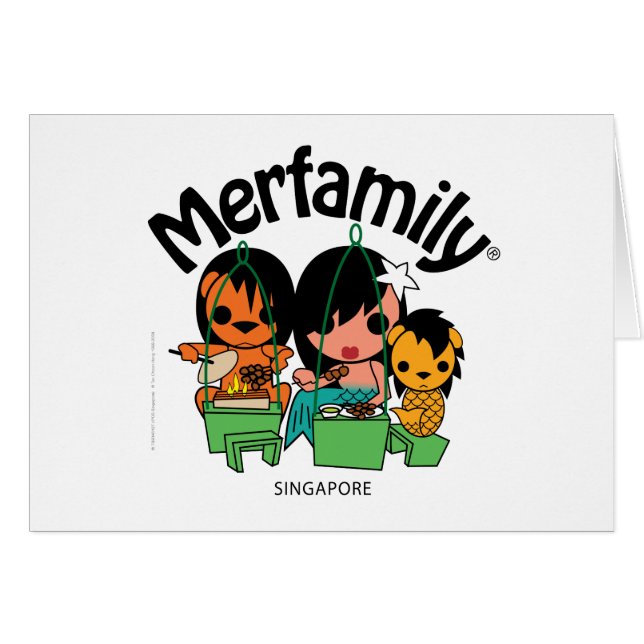 Merfamily® Singapore Satay Hälsningskort (Framsidan Horizontal)