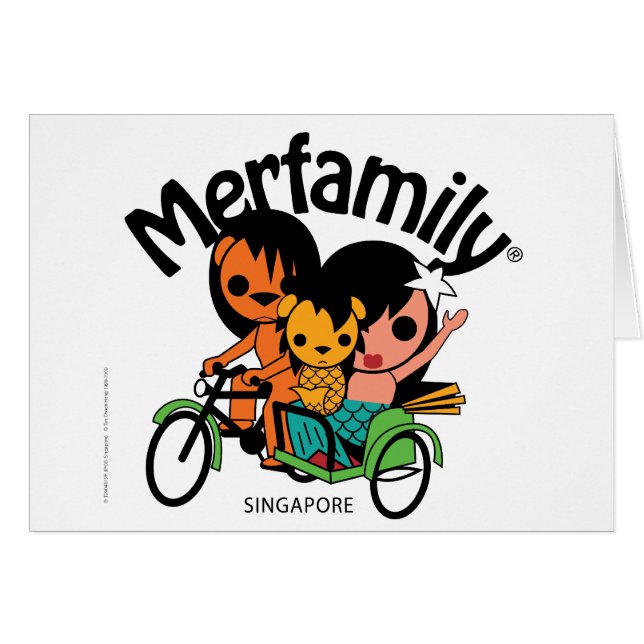 MERFAMILY® Singapore Trishaw Hälsningskort (Framsidan Horizontal)