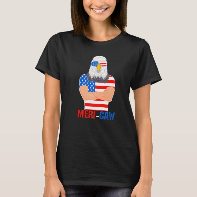 Meri Caw Coola Örn Patriotic 4:e juli Manar T Shirt (Framsida)