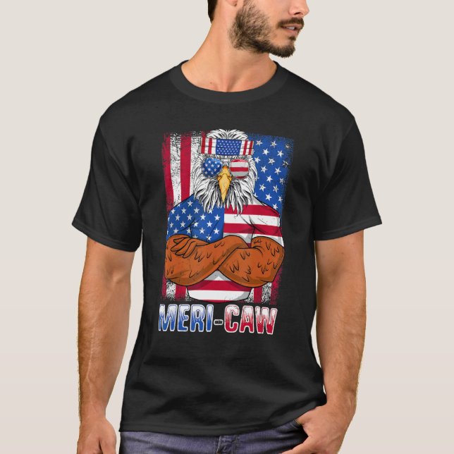 Meri Caw Patriotic USA flagga Independence 4th of  T Shirt (Framsida)