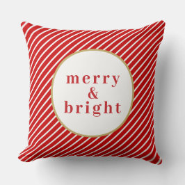 MERI Cute Festive Red White Rand Merry & Bright Kudde