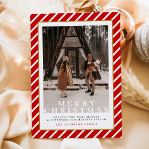MERI Festive Red Rand Photo jul Card Inbjudningar