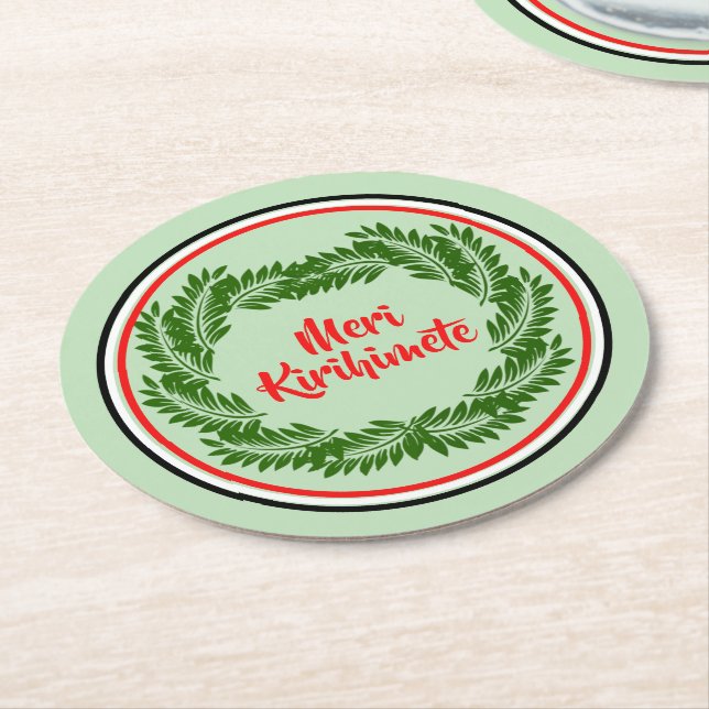 Meri Kirihimete Maori God jul Underlägg Papper Rund (Vinklad)