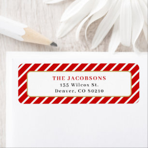 MERI Red White Strip Guld jul Returadress Etikett