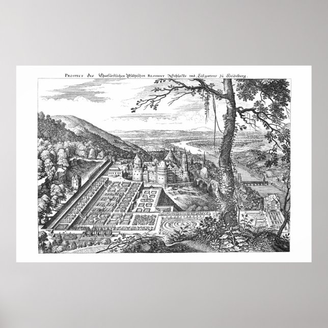 MERIAN - Heidelberg - Hortus Palatinus 1620 Poster (Framsidan)