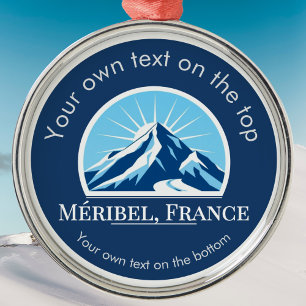 Méribel Frankrike ski resort souvenir medal Julgransprydnad Metall