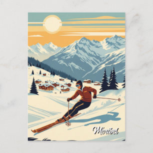 Méribel Frankrike Skier Skiing Vykort