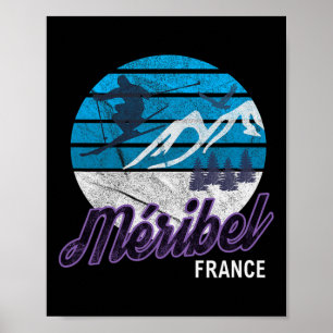 Meribel Fransk Alpernas Moutiers Frankrike Ski Sno Poster