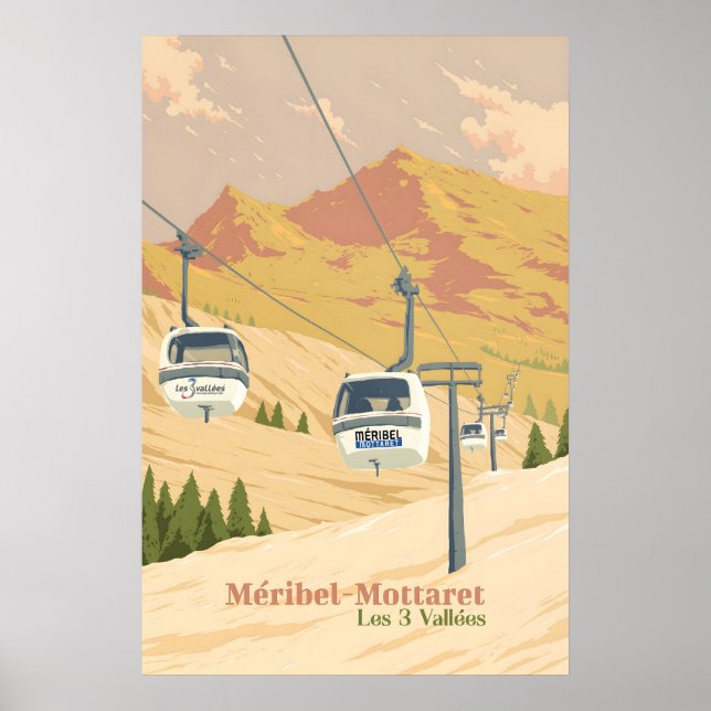 Meribel Mottaret Skidort Reseskylt Poster (Framsidan)