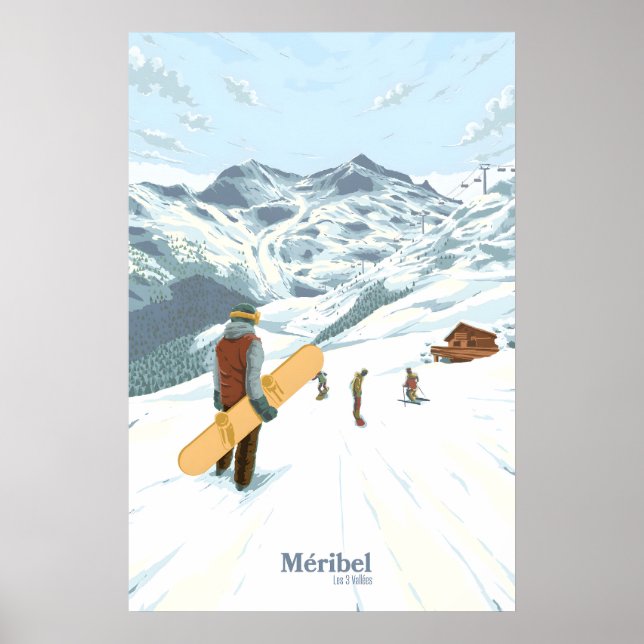 Méribel Snowboarding Reseskylt Poster (Framsidan)