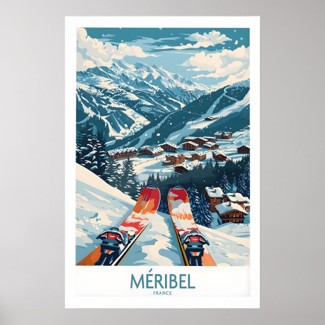 Meribel Väggkonst Skidtryck - Frankrike 1 (Framsidan)