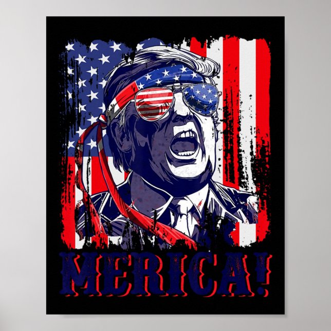 Merica 4:e juli Amerikanska Flagga Murica merica G Poster (Framsidan)