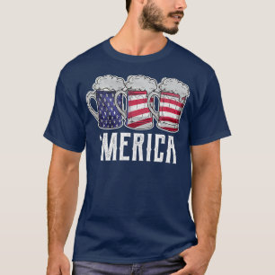 Merica 4:e juli Beer American Flagga Day T Shirt