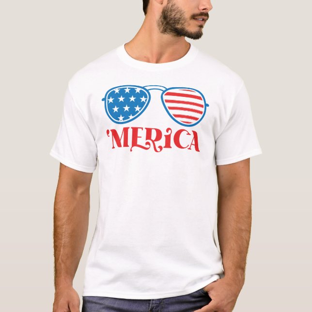 "Merica - 4:e juli Design-32042 T Shirt (Framsida)