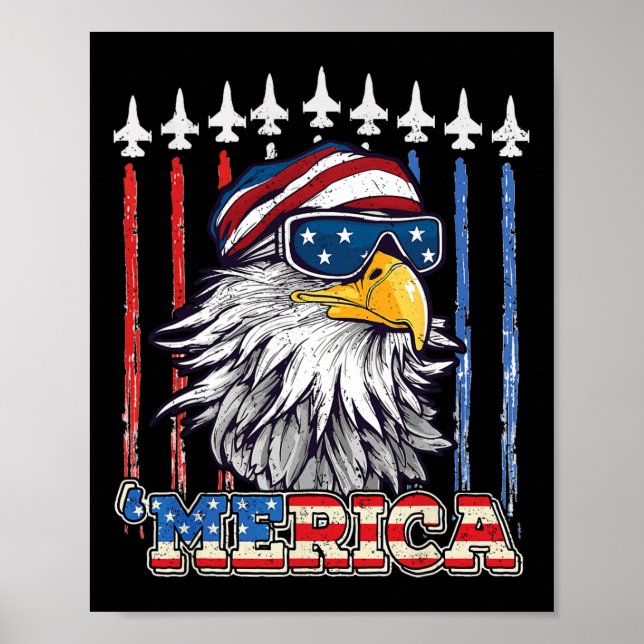 Merica 4:e juli Eagle Mullet USA flagga Patriotic Poster (Framsidan)