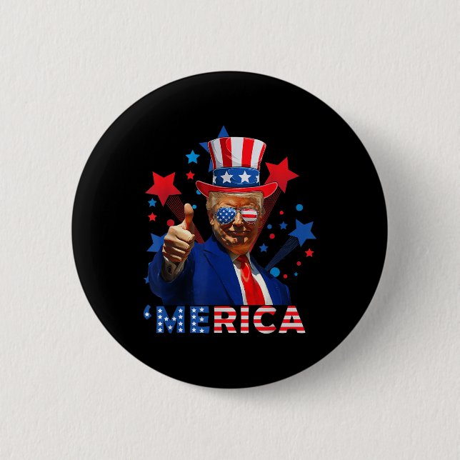 Merica 4:e juli Fireworks Funny Trump Independe Knapp (Framsida)