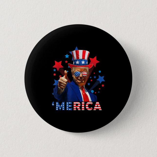 Merica 4:e juli Fireworks Funny Trump Independe Knapp (Framsida)