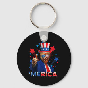 Merica 4:e juli Fireworks Funny Trump Independe Nyckelring