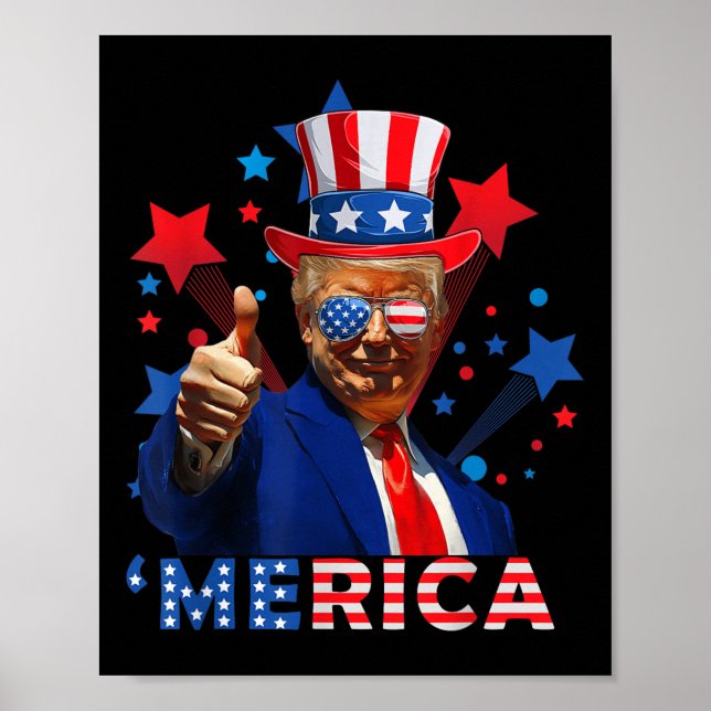 Merica 4:e juli Fireworks Funny Trump Independe Poster (Framsidan)