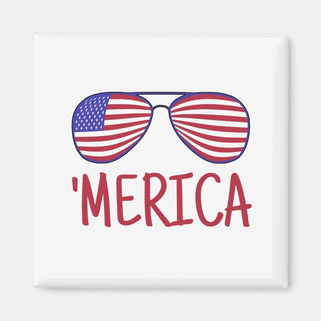 "Merica 4:e juli-glaset Magnet (Framsidan)