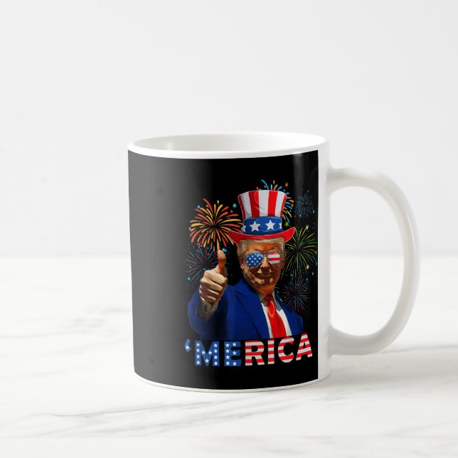Merica 4:e juli: Lilla Trump Fireworks Independe Kaffemugg (Höger)