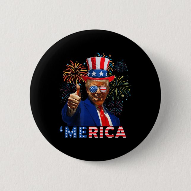 Merica 4:e juli: Lilla Trump Fireworks Independe Knapp (Framsida)