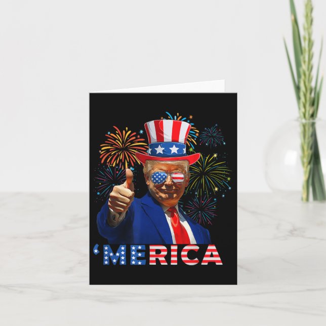 Merica 4:e juli: Lilla Trump Fireworks Independe Kort (Framsida)