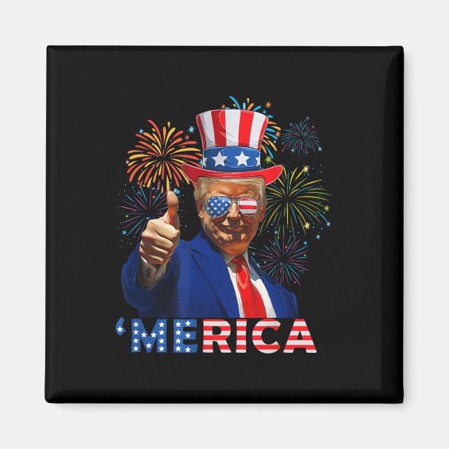 Merica 4:e juli: Lilla Trump Fireworks Independe Magnet (Framsidan)