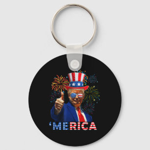 Merica 4:e juli: Lilla Trump Fireworks Independe Nyckelring