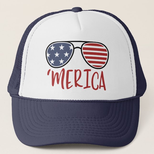 Merica 4:e juli Sunglass SommarTruckerkepsen Keps (Framsida)