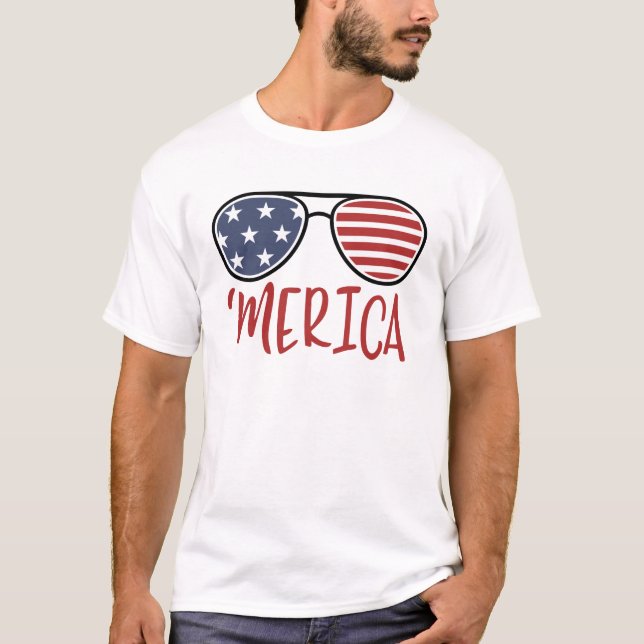 Merica 4:e juli Sunglasses Summer T-Shirt (Framsida)