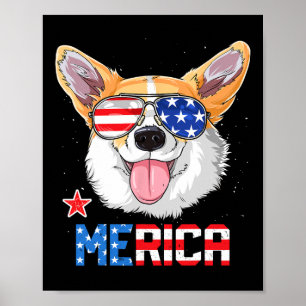 Merica 4:e Juli T Shirt Barn Pojkar Flickor Hund V Poster