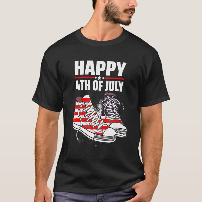 Merica, 4:e juli, visar amerikanska Flagga T Shirt (Framsida)